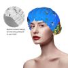 Reusable Waterproof Double-Layer Shower Cap with Sea Fish Pattern, One Size view 3