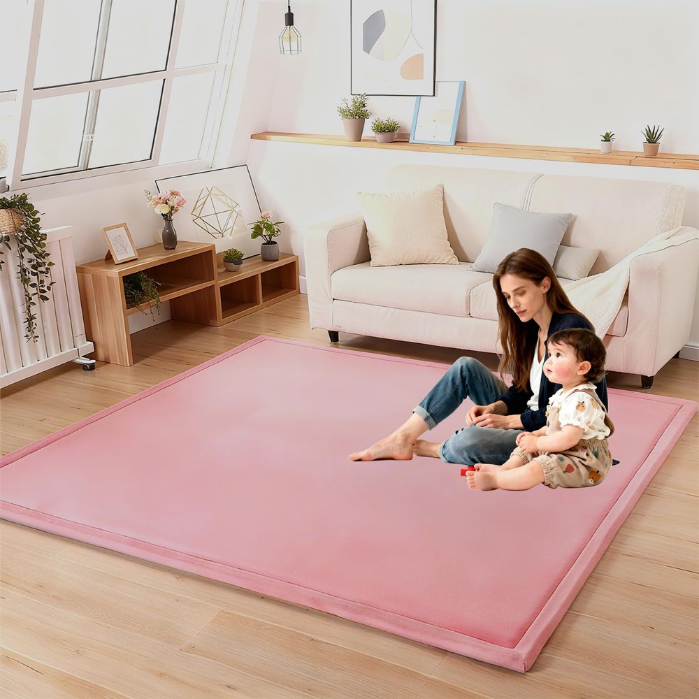 Lrisveana 2 cm Thick Baby Crawling Play Mat, 70 x 160 cm, Non-Slip Coral Fleece Rug