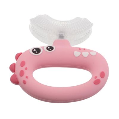 Anneome U-Shaped Baby Toothbrush - Silicone Dinosaur Design