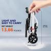 Portable Folding Transit Travel Wheelchair for Adults, Lightweight Aluminum Frame, White view 2