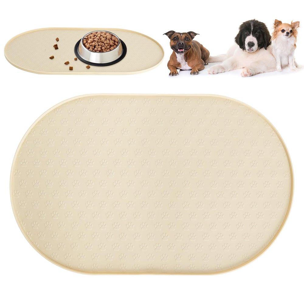 JYYWTSI Silicone Dog and Cat Feeding Mat, 48 × 30 cm, Non-Slip Waterproof Mat with Raised Edge
