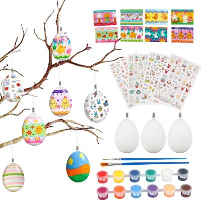 Plastic Easter Eggs for Painting and Labeling, 16-Piece Hanging Decoration Set