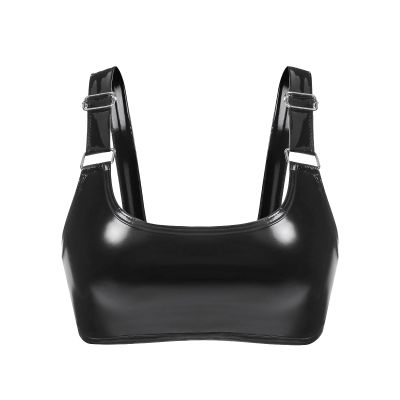 Seductive Valentine's Day Bra, Shiny Patent Leather, Black, L