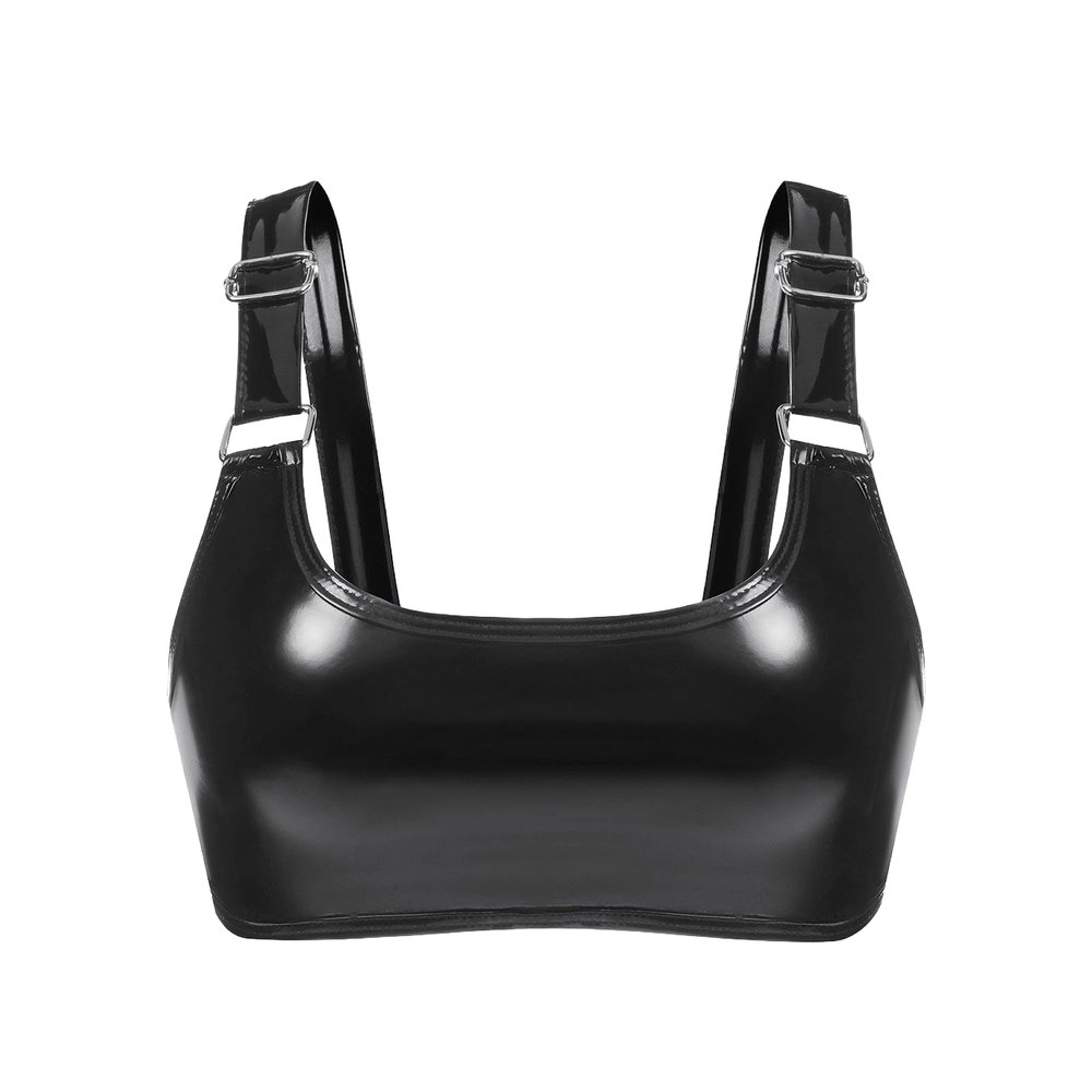 Seductive Valentine's Day Bra, Shiny Patent Leather, Black, L