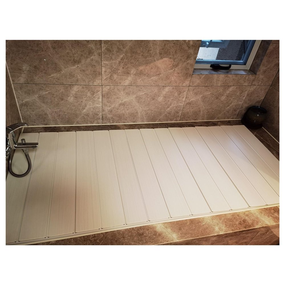 Foldable Bathtub Tray, Dust Cover, 0.6 cm Thick PVC Insulating Board, Bathtub Accessory, Roller-Shutter Cover (75 x 127 x 0.6 cm)