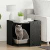 Gecheer Cat Litter Box Enclosure, Black Oak Look, 53 x 53 x 51 cm, with Door view 1