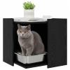 Gecheer Cat Litter Box Enclosure, Black Oak Look, 53 x 53 x 51 cm, with Door view 3