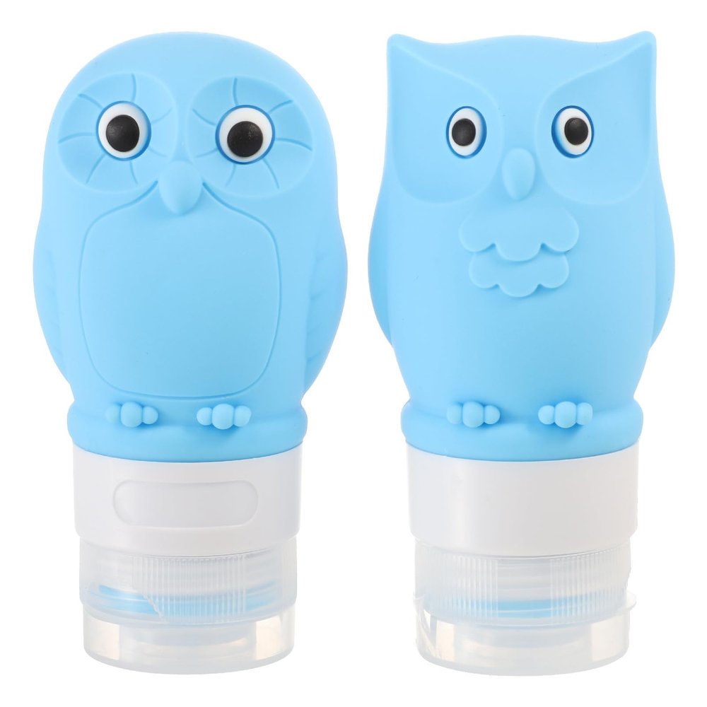 Toyvian 2-Pack Silicone Travel Bottles with Cute Owl Design