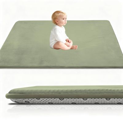 Stqyeiw Kids Rug, Thick Coral Velvet, Grass Green, 80 x 150 cm
