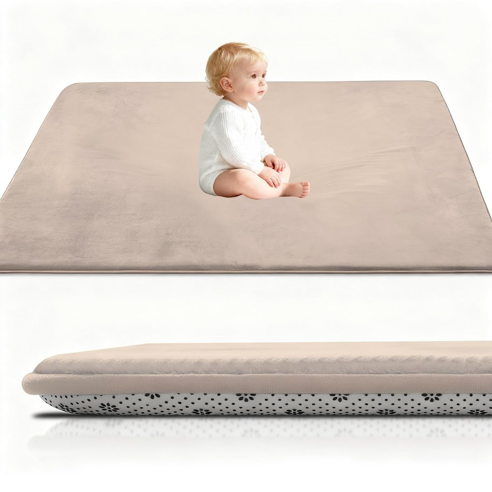 Stqyeiw Kids' Rug, 2 cm Thick Coral Velvet, 190 x 350 cm, Light Brown