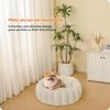 HMTOPE Round Washable Dog Bed for Small Dogs, 60 cm, Beige view 2
