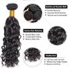 AuokMar Brazilian Natural Black Water Wave Human Hair Bundles, 2-Pack view 3