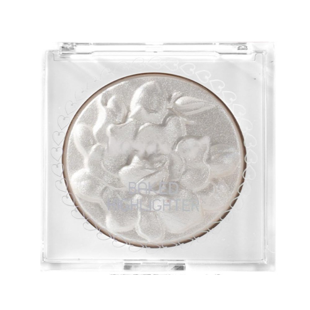 KARLOR Baked Highlighter Pressed Powder with 3D Pearl Shine, Floral Relief and Diamond Shimmer, Highlighter 01#