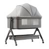 Veitoalioy Baby Bedside Crib with Wheels, Changing Table and Storage Basket, X3 Grey view 1
