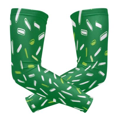voucong Marshmallow Green Upper-Arm Compression Sleeves, 1 Pair, UV Sun Protection, Size M