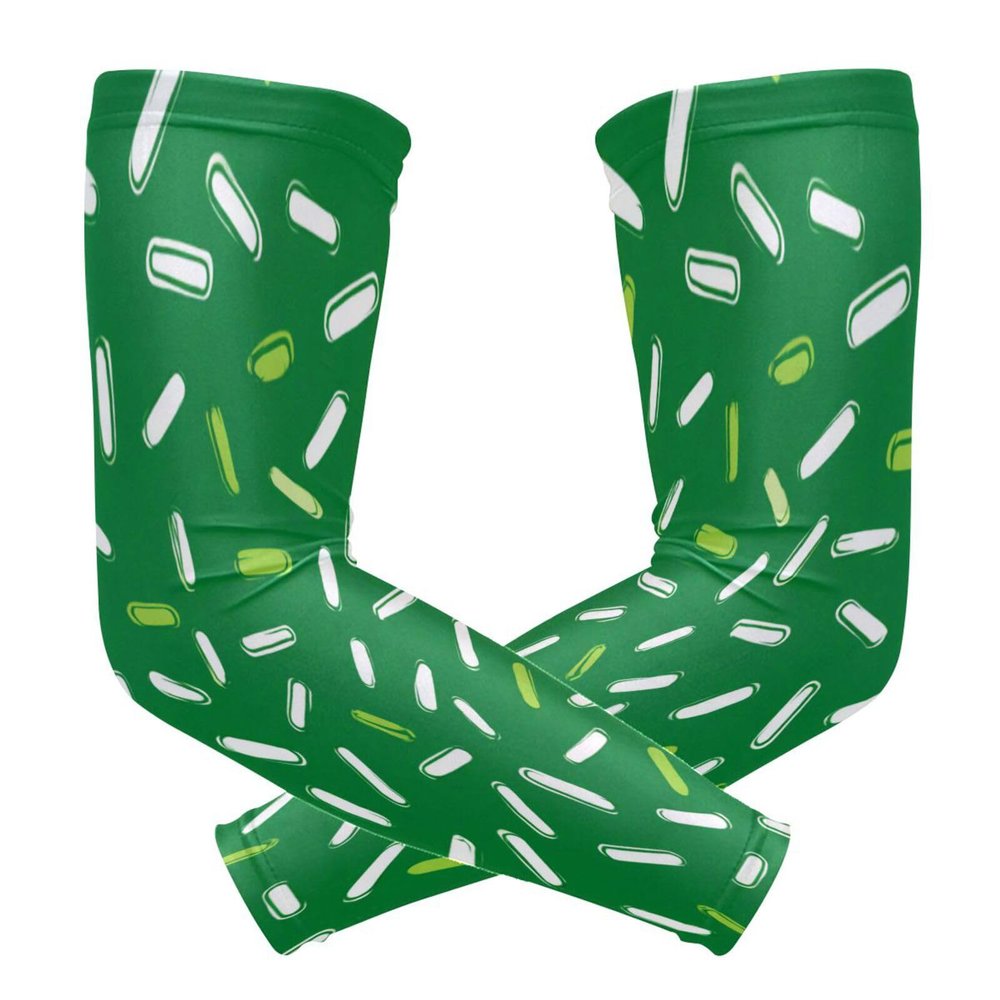 voucong Marshmallow Green Upper-Arm Compression Sleeves, 1 Pair, UV Sun Protection, Size M
