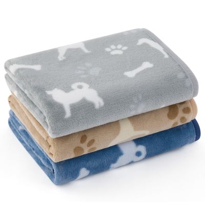 BEDSURE Dog and Cat Blanket, Washable, Fuzzy, 3-Pack Fleece Blankets for Dogs & Cats, Soft Small Blankets for Travel, Couch, Car, Snuggle Blanket Gray/Brown/Blue Small (20x30 in)