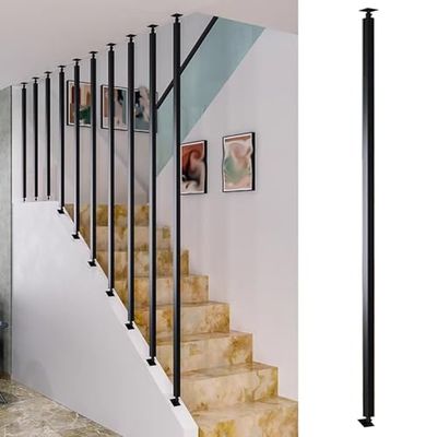 Generic Adjustable-Angle Metal Stair Railing Post, Black, Style A, 195 cm