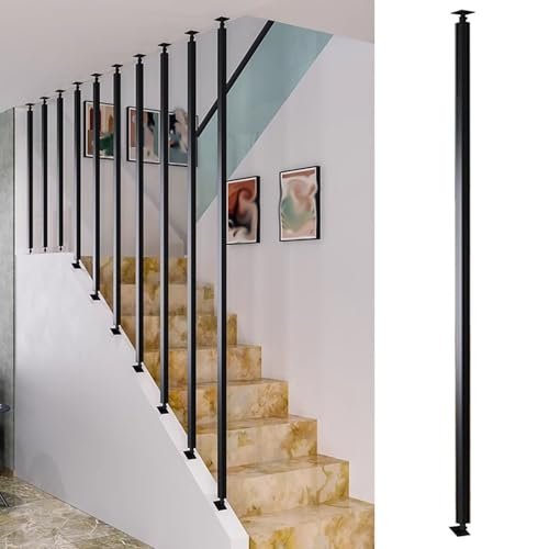 Generic Adjustable-Angle Metal Stair Railing Post, Black, Style A, 195 cm