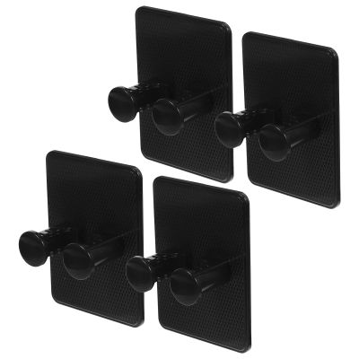 Hemobllo 4-Pack Black Wall-Mounted Razor and Brush Holders