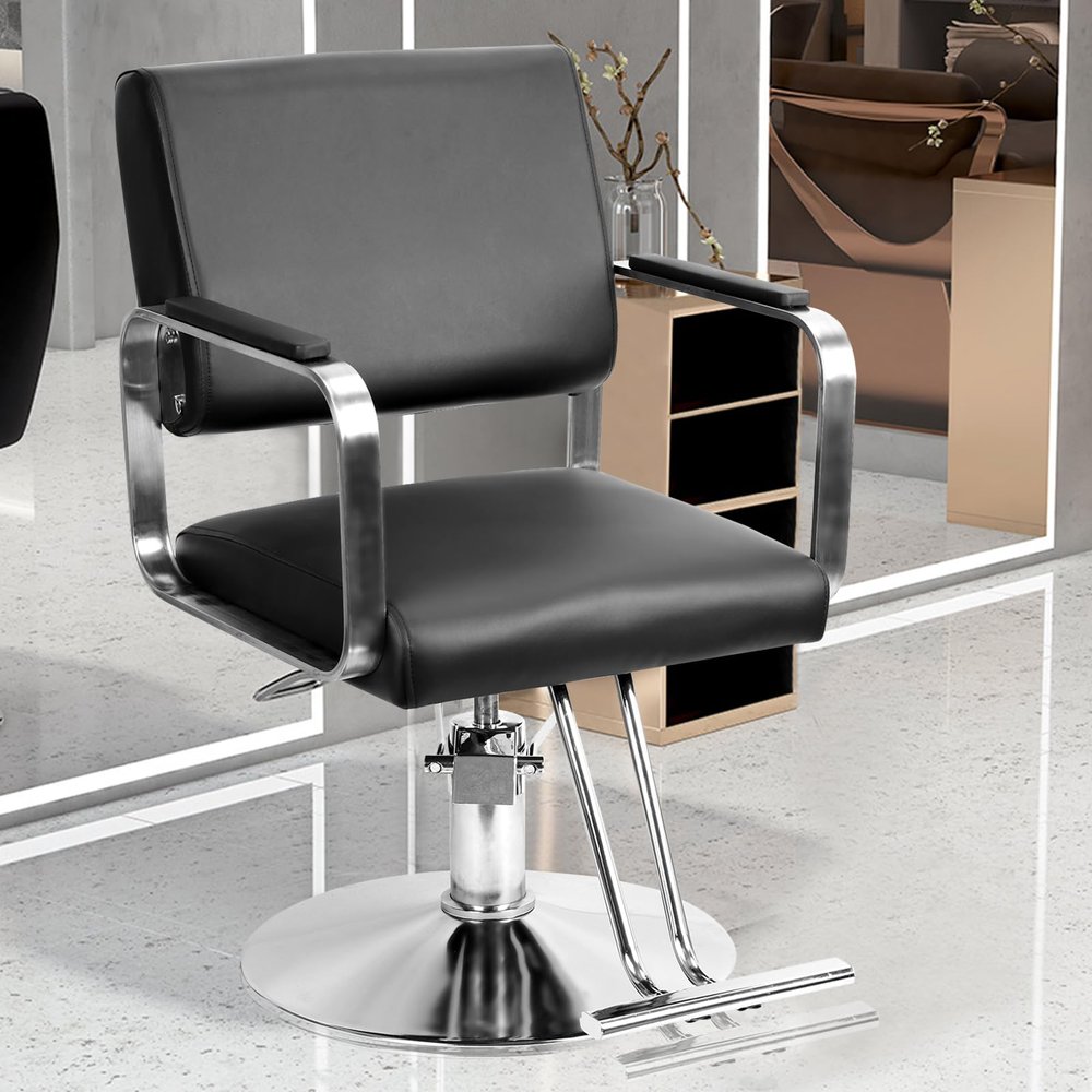 Gryphvex Barber Chair, Ergonomic Hydraulic Salon Chair, Height-Adjustable 93–100 cm, 330 lb Capacity, 360° Swivel, PVC Faux Leather