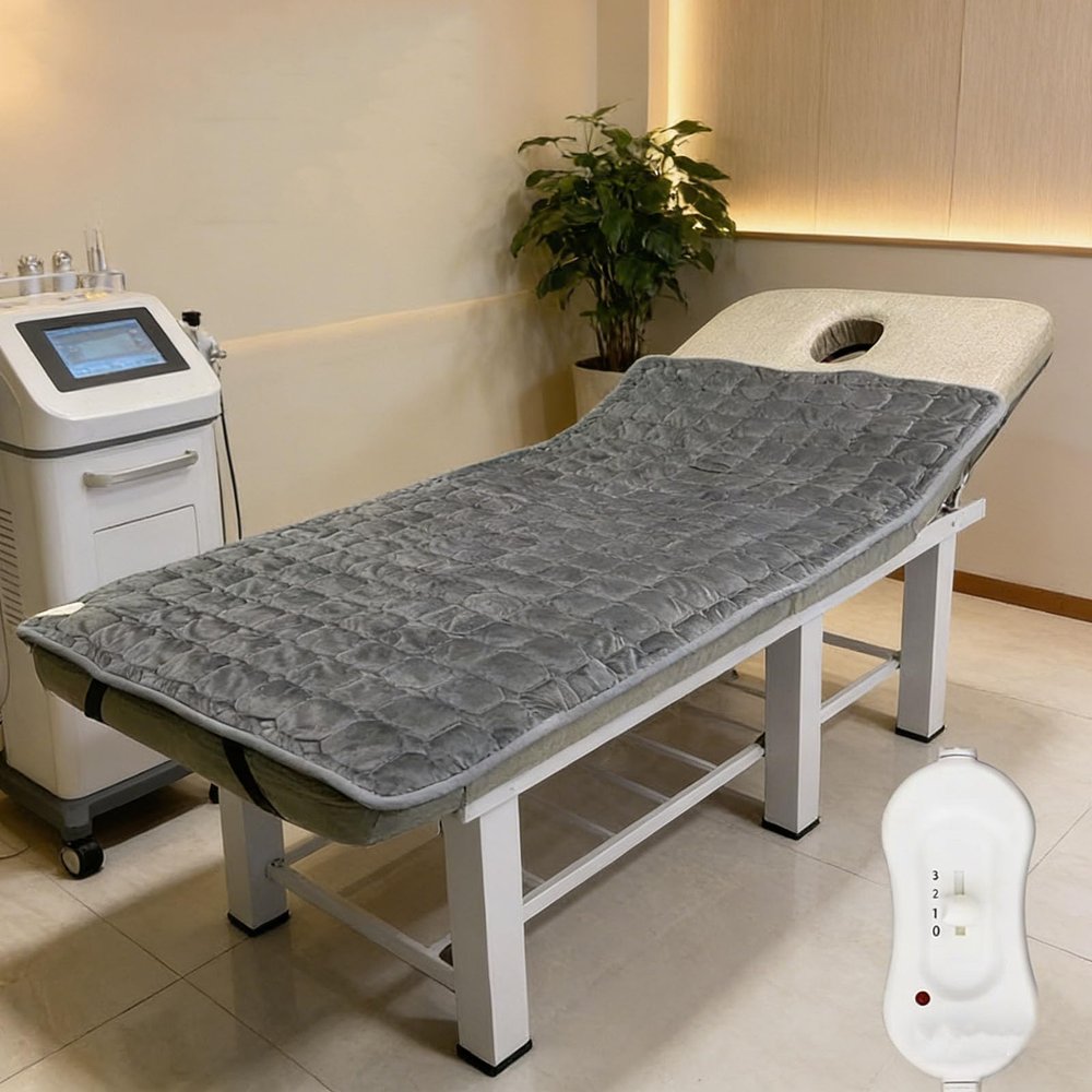 Heated Beauty Bed Mattress with Lash Rest, Memory Foam, Velvet Cover, Square Headrest, 150 x 80 cm