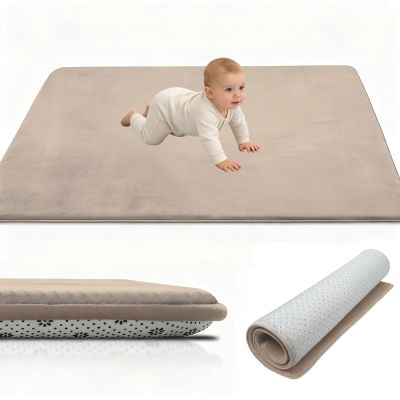 Stqyeiw Baby Crawling Mat, 70 x 160 cm, Extra-Thick, Light Brown