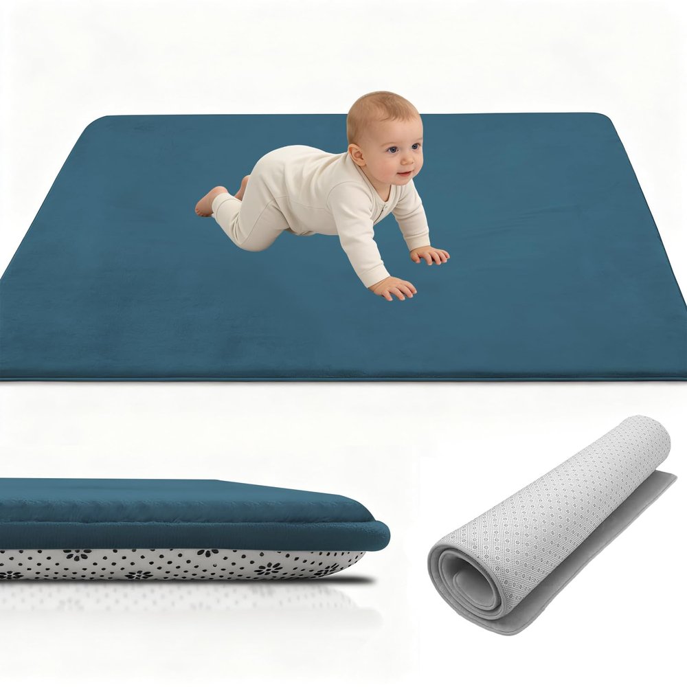 Stqyeiw Baby Crawling Mat, 200 x 350 cm, Extra Thick, Sky Blue