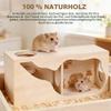 Piashow Wooden Hamster House, Multi-Chamber Hideout with Flat Roof, 30 x 12 x 12 cm view 4