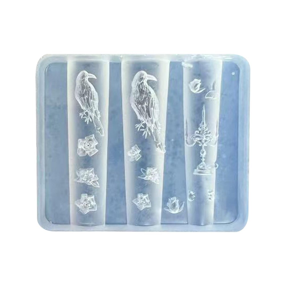 Crow and Rose Candelabra Nail Art Mold