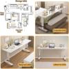 Adjustable Rolling Side Table, Mobile Laptop and Dining Table, 120 x 60 cm, Black view 2