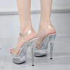 2026 Super High Heels with Waterproof Platforms, Clear Crystal Shoes, 15 cm (Clear, 38) view 4