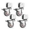 Furniture Casters 1/1.5/2-Inch Soft Rubber Silent U-Shaped Casters with Brake, 2-Inch 4-Piece Set, U25 mm view 1