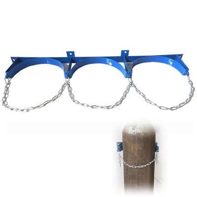 Sturdy Wall Rack for Storage, Secure Double-Cylinder Holder for Gas and Oxygen Cylinders with Safety Chain for Garages and Workshops