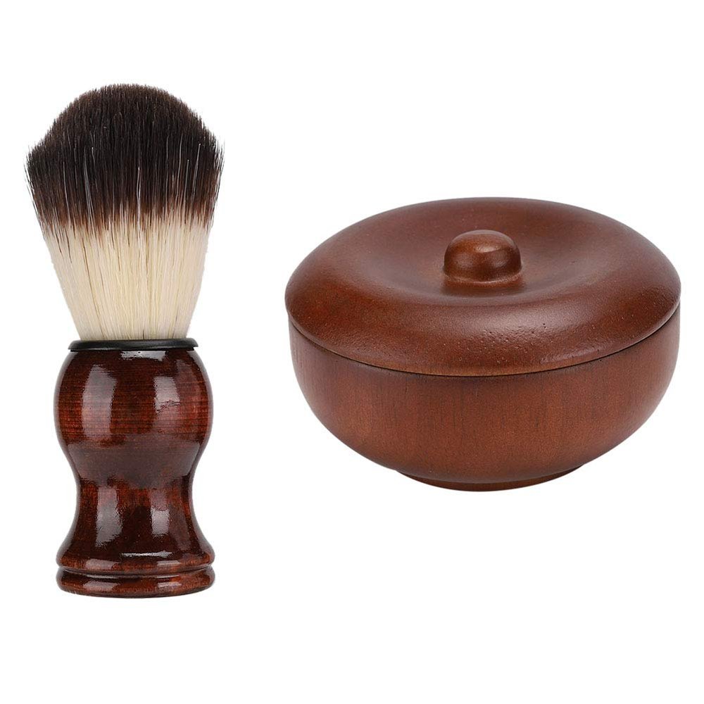 BORDSTRACT Wooden Shaving Soap Bowl Set with Brush and Lid