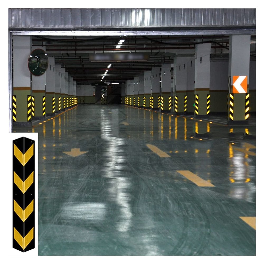 Foam Safety Edge Guard, Black and Yellow Rubber, Reflective Stripes, 120 x 10 x 1 cm, 1 Piece