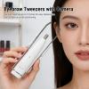 Denash Slanted LED Camera Tweezers, Eyebrow Tweezers with Light and 10x Magnification, Illuminated Hair Removal Tweezers for Precise Grooming (White) view 2
