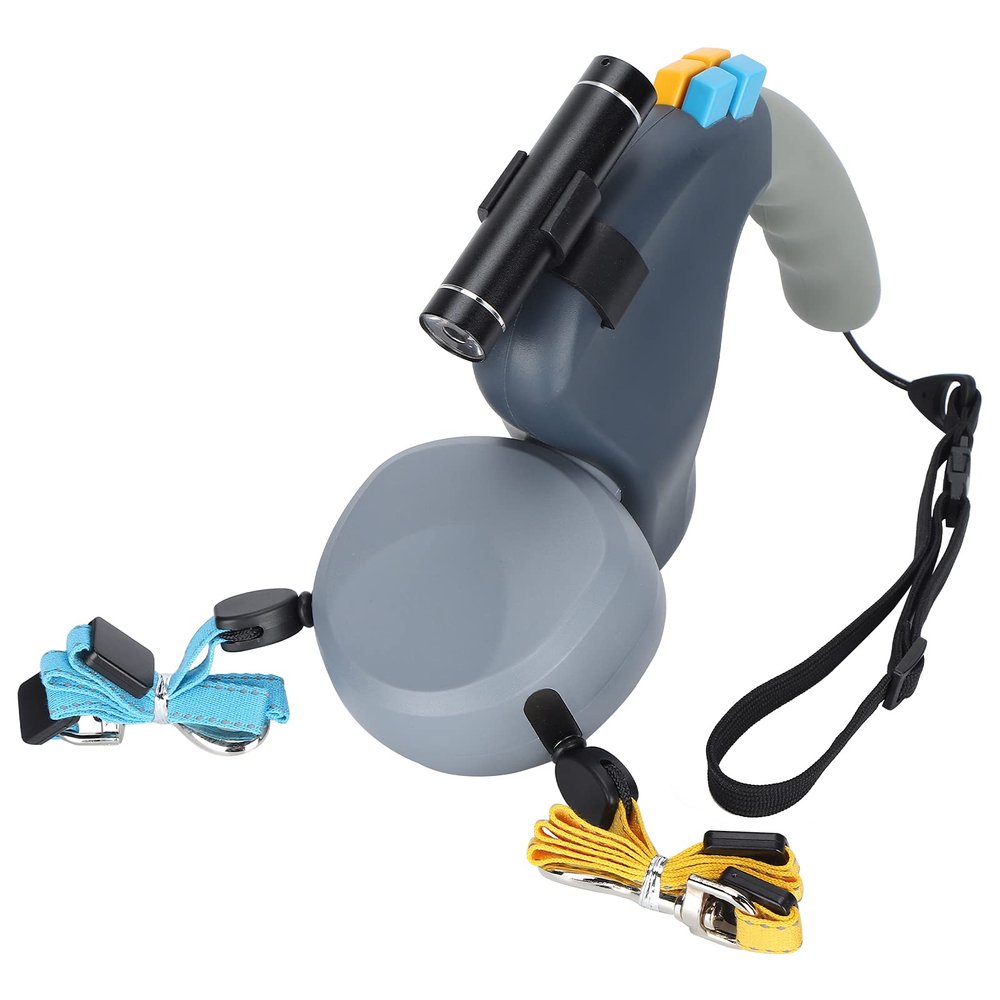 AlpenLife Basics Double Retractable Dog Leash with LED Light (Grey)