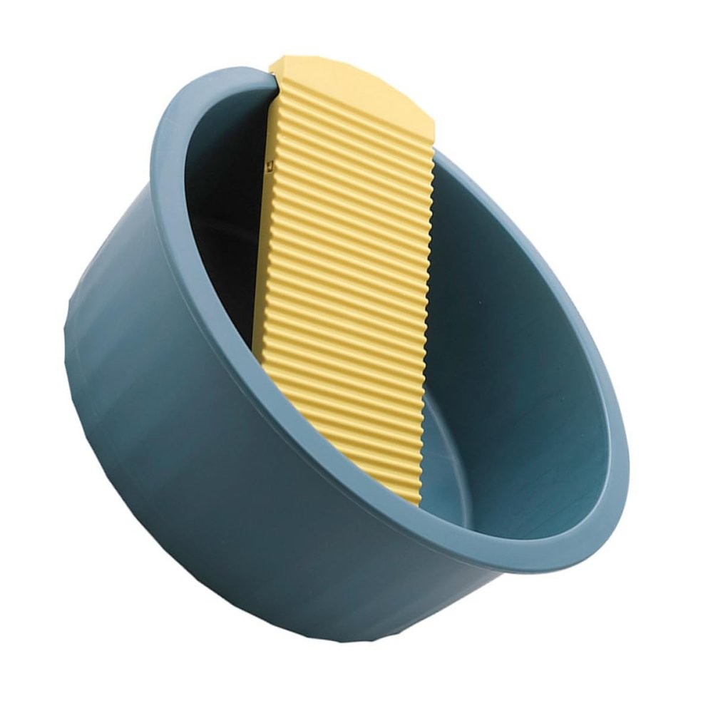 Blue Plastic Wash Basin with Integrated Washboard