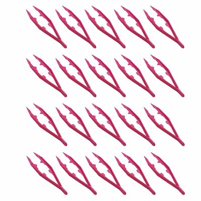 SENRISE Plastic Tweezers, 10 cm, Multi-Purpose Tool, Magenta, 20 Pack