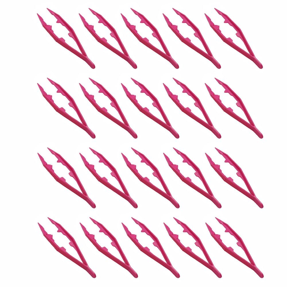 SENRISE Plastic Tweezers, 10 cm, Multi-Purpose Tool, Magenta, 20 Pack