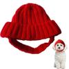 Dog Beanie, Red Knit Winter Hat for Dogs with Ear Holes view 1