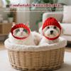 Dog Beanie, Red Knit Winter Hat for Dogs with Ear Holes view 2