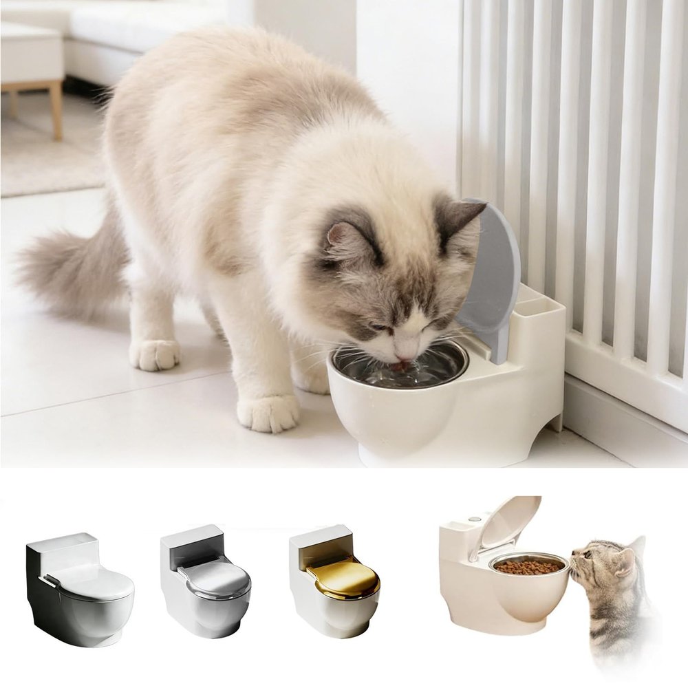 Toilet-Shaped Cat Water Bowl