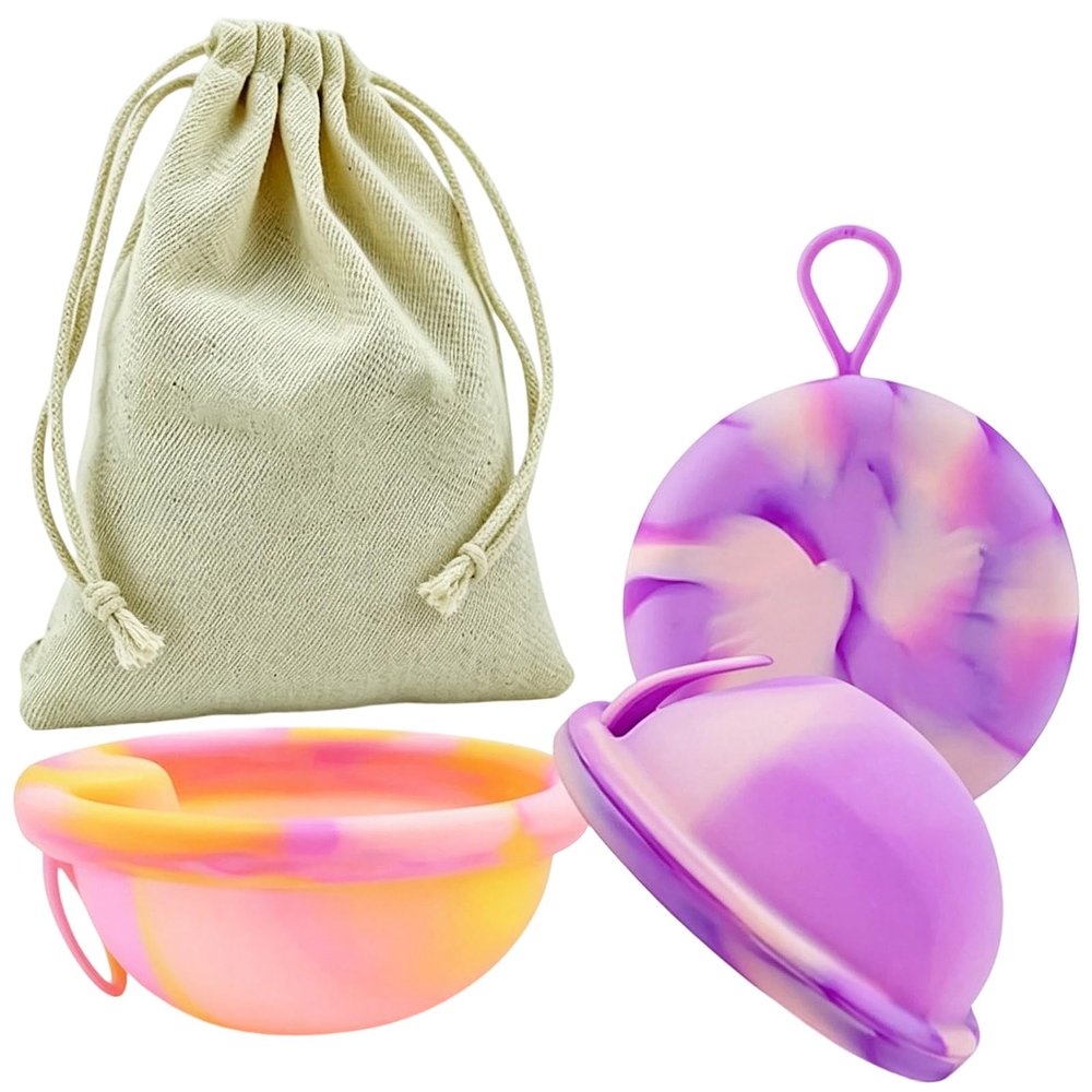 Binnan 2-Piece Reusable Menstrual Disc Set, S+L, with Storage Bags