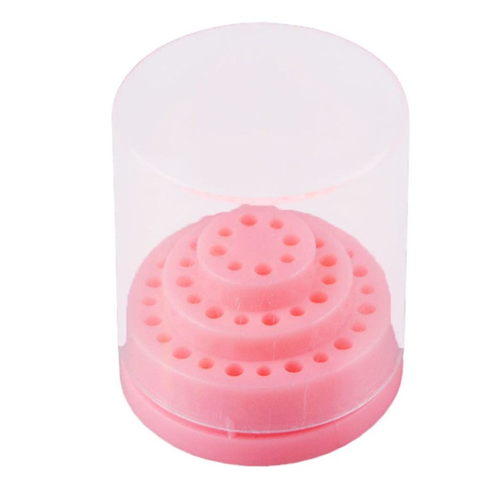 48-Hole Acrylic Nail Drill Bit Holder with Cover