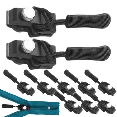 Replace Zipper Sliders | 10-Piece Fixed Zipper Pull Set | Replacement Zipper Heads with Removable Handles for Misaligned Teeth