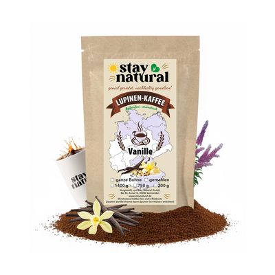 Stay Natural Ground Lupin Coffee 750 g, Caffeine-Free, Vanilla Flavor