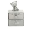 LetCart Bear-Shaped Metal Tooth Box with 2 Drawers, Keepsake Storage Box for Baby Teeth and Jewelry, Antique Tin Color view 1
