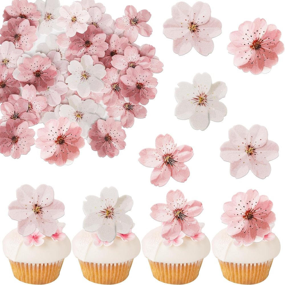 Nymora 40-Piece Cherry Blossom Cupcake Toppers